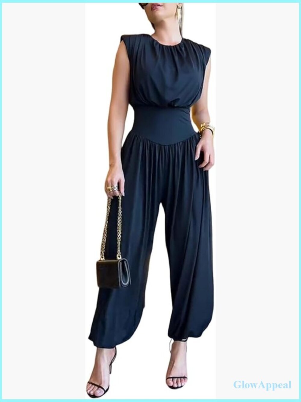 Sleeveless One Piece Jumpsuit with Side Slit and Hollow Back